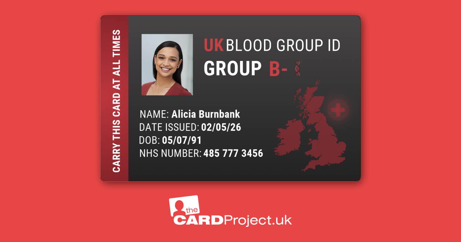 UK Blood Group Photo ID Card (FRONT)